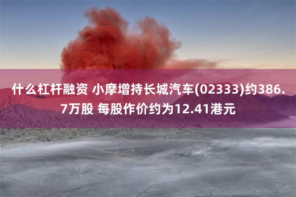 什么杠杆融资 小摩增持长城汽车(02333)约386.7万股 每股作价约为12.41港元