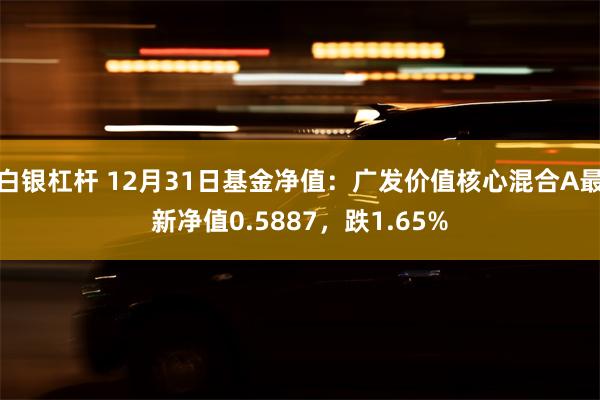 白银杠杆 12月31日基金净值：广发价值核心混合A最新净值0.5887，跌1.65%